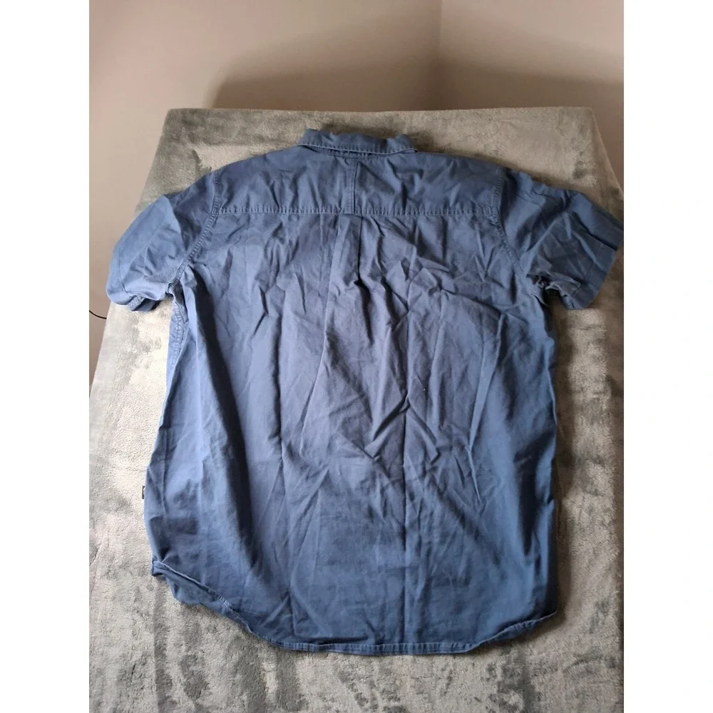 The North Face Mens XL Blue Cotton Short Sleeve Button Down Shirt Regular Fit